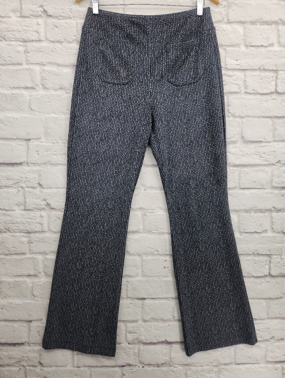 Cabi Knit Pull-On Bootcut Pants Medium Gray Black Career Office Stretch Trousers